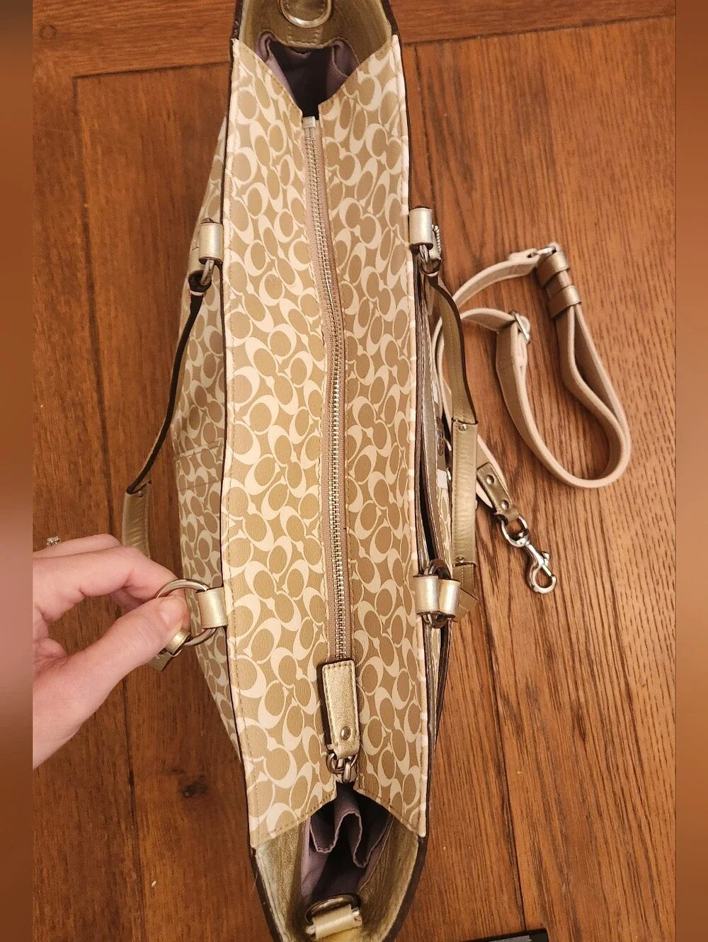 Coach Circa 2011 Classic Diaper Bag Tote with Contrast Center Stripe Pristine!!!